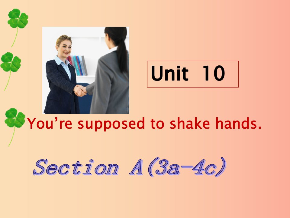 河北省邢台市桥东区九年级英语全册Unit10YouaresupposedtoshakehandsSectionA3a_4c课件