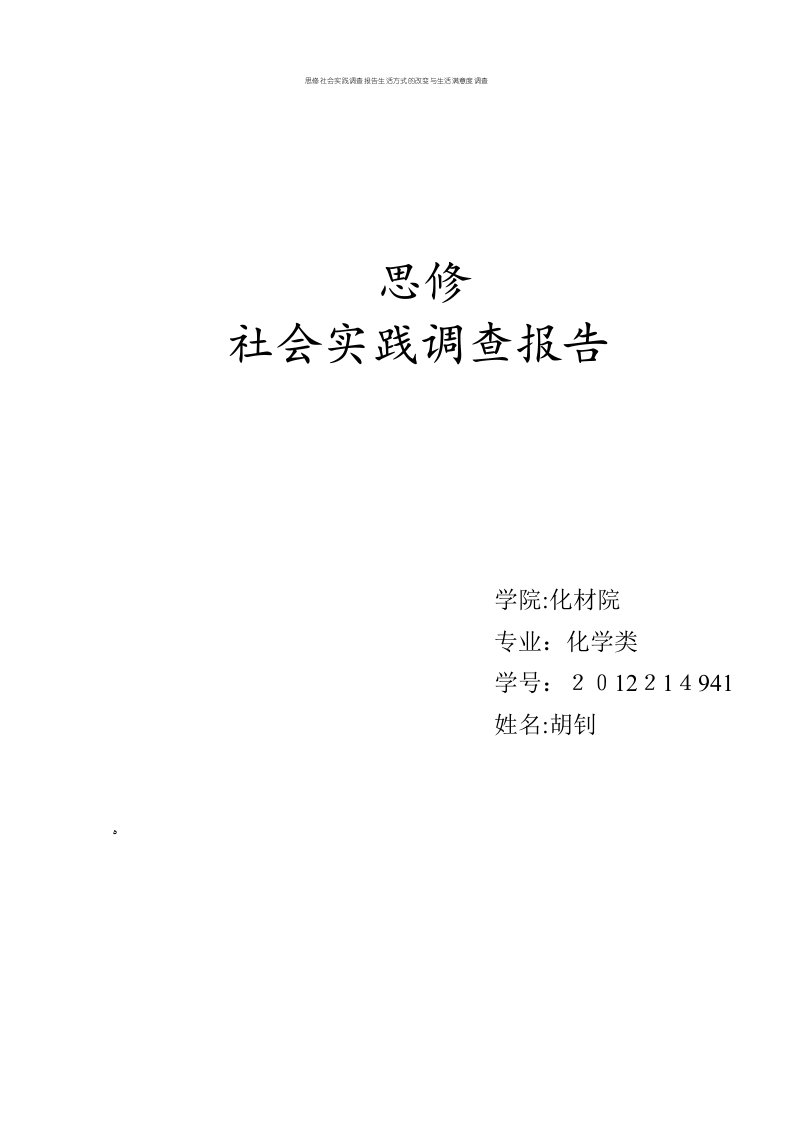 思修社会实践调查报告生活方式的改变与生活满意度调查