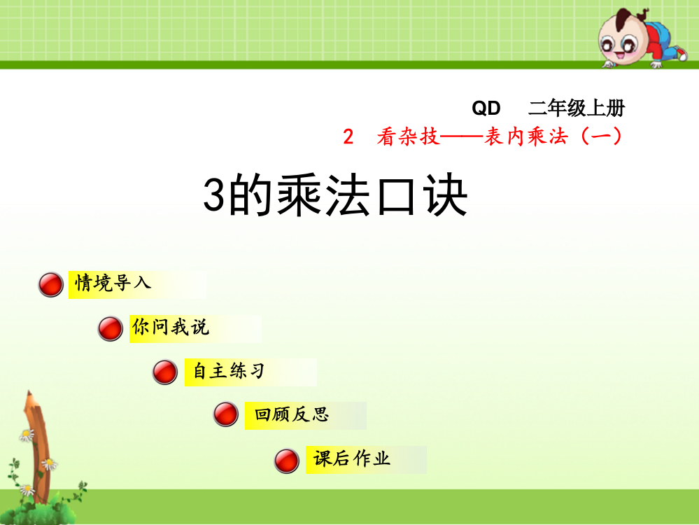 青岛版小学数学二年级上册第二单元看杂技——表内乘法(一)信息窗3第1课时课件3乘法口诀