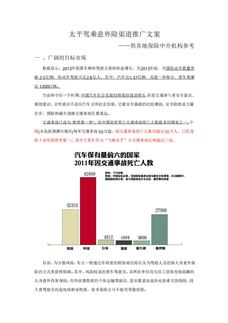 太平驾乘意外险推广文案