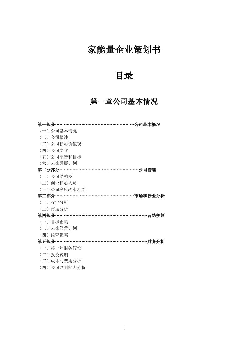 家能量生物科技有限公司企业策划书