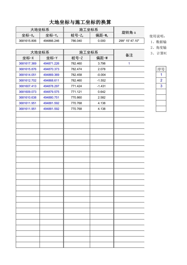 施工坐标系与大地坐标系的换算