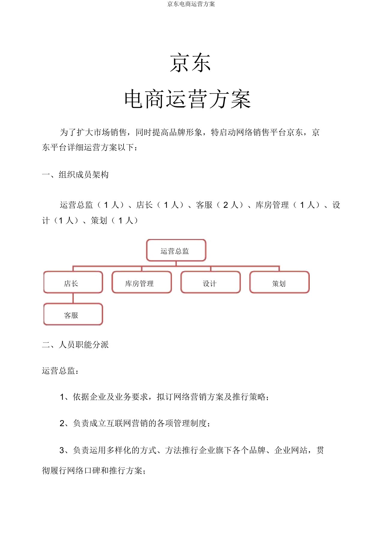 京东电商运营方案