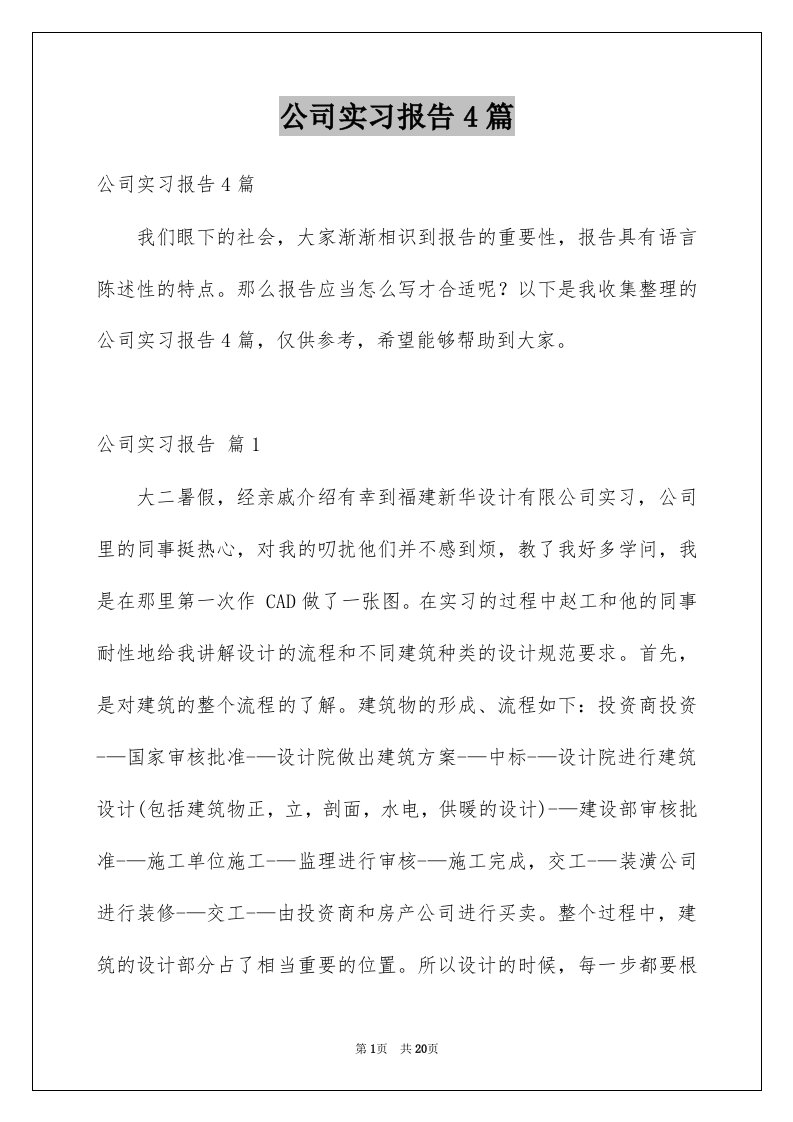 公司实习报告4篇汇总