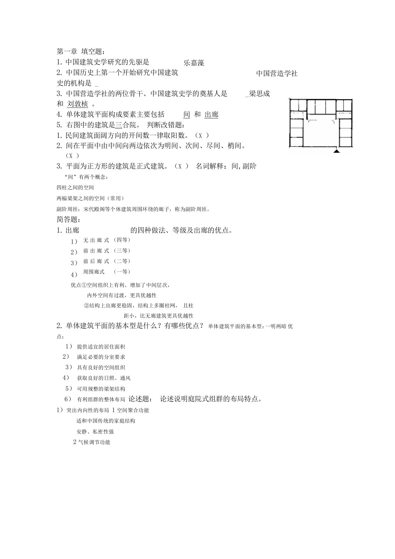 山东建筑大学中国建筑史考试题重点