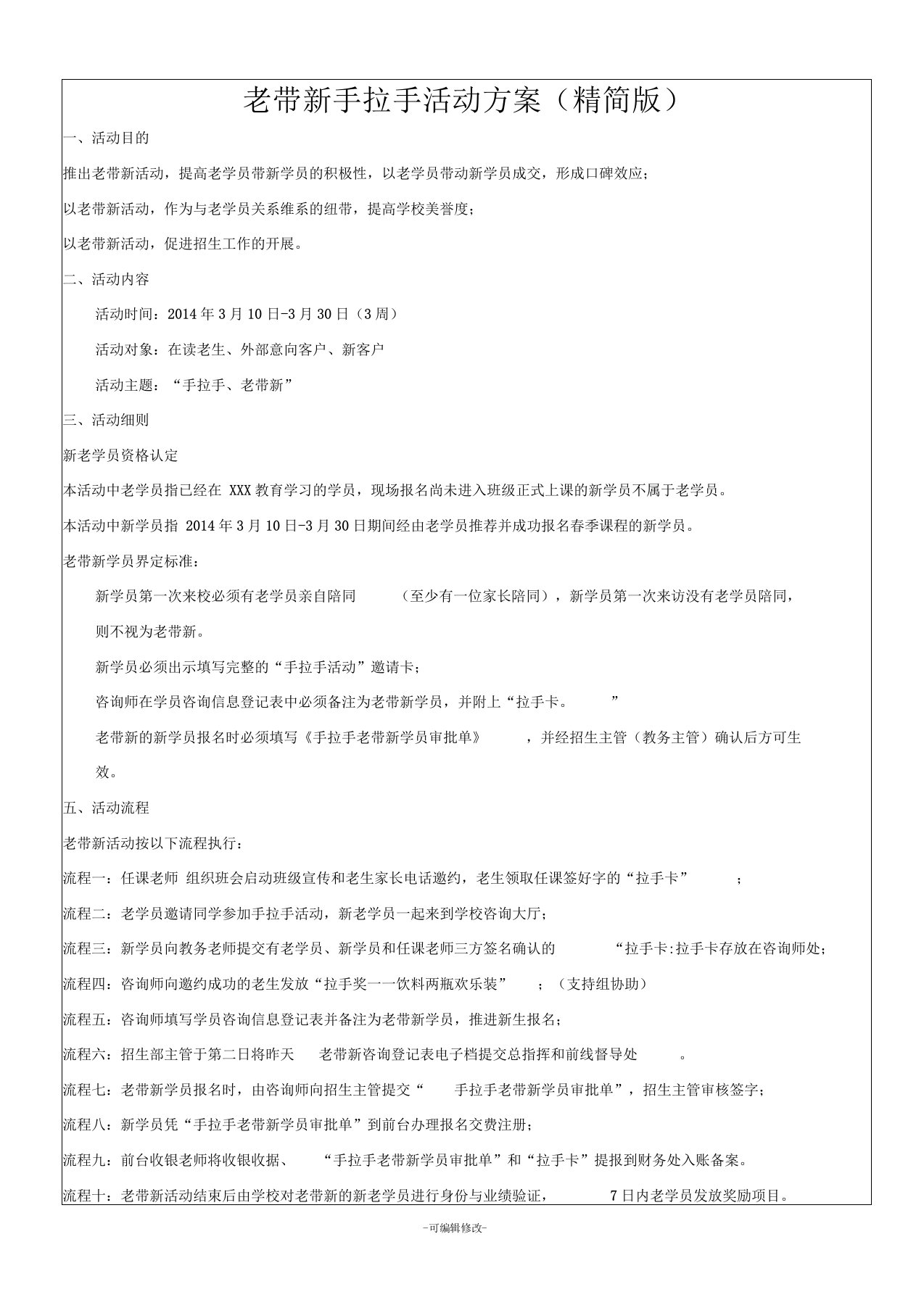 教育培训机构老带新方案(精简版)