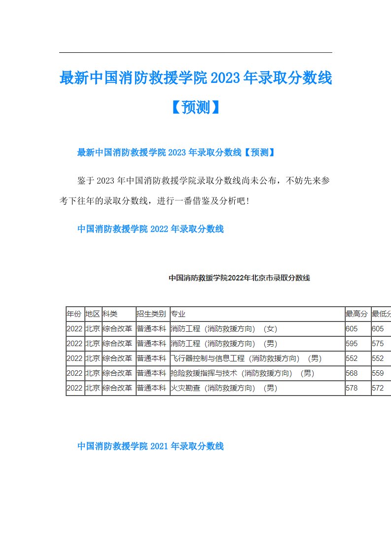 最新中国消防救援学院录取分数线【预测】