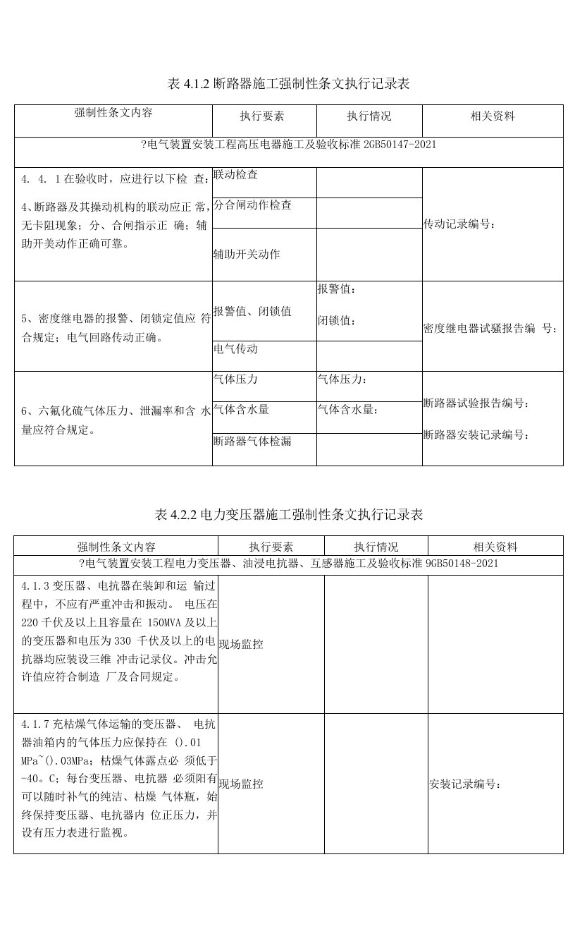 电气强条执行记录