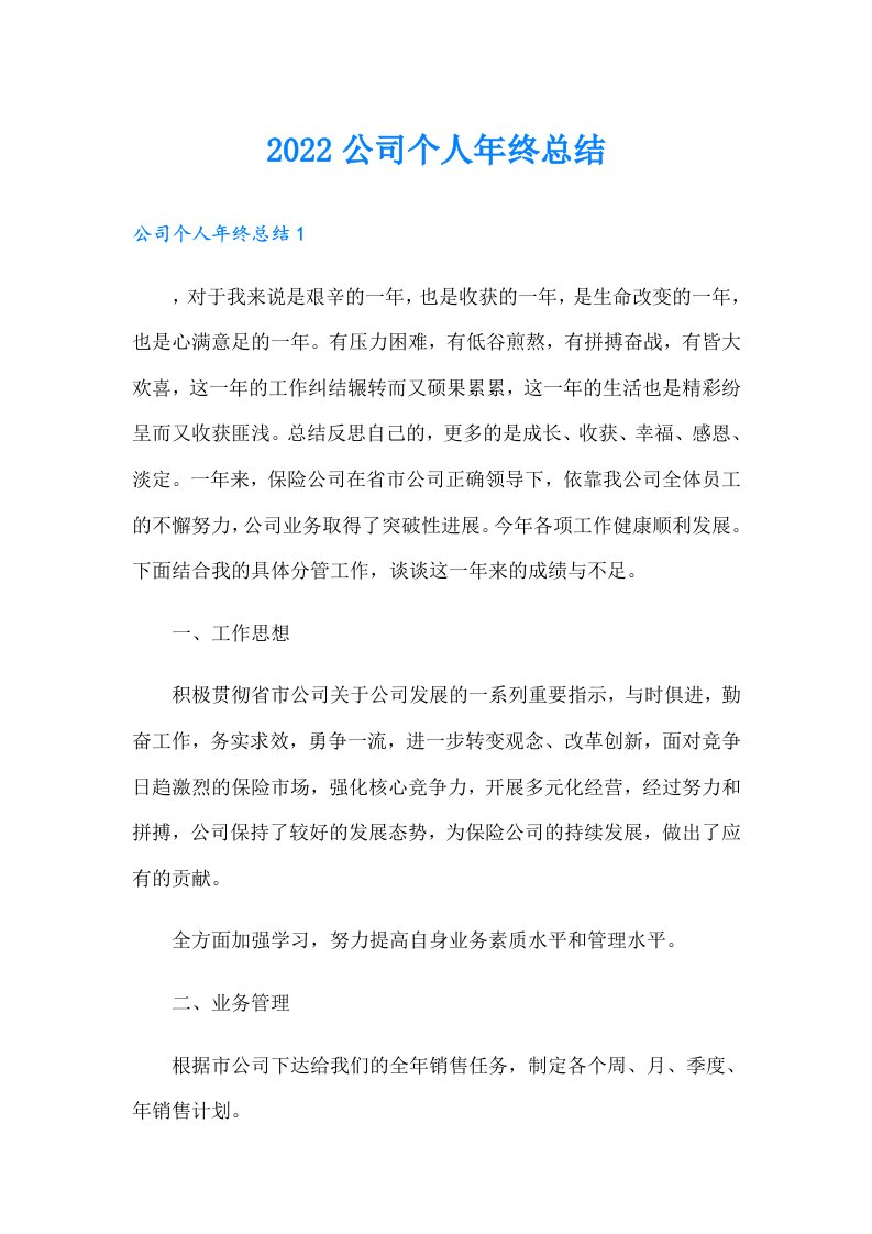 公司个人年终总结