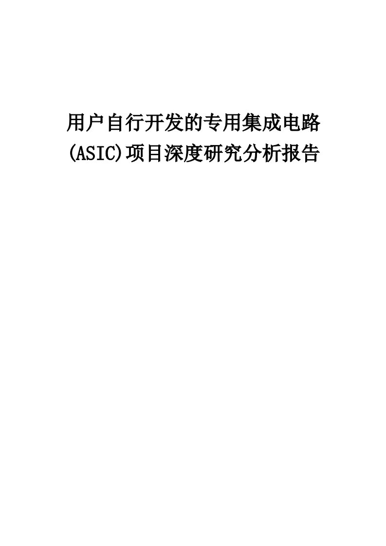 2024年用户自行开发的专用集成电路(ASIC)项目深度研究分析报告