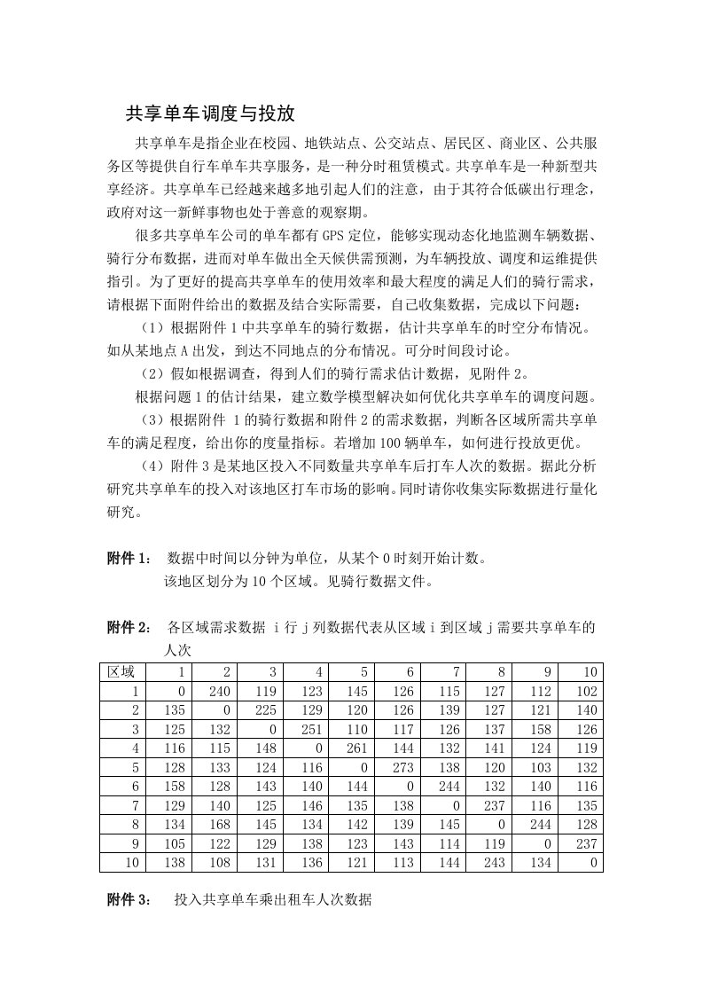 最新数学建模预测：共享单车的调度与投放