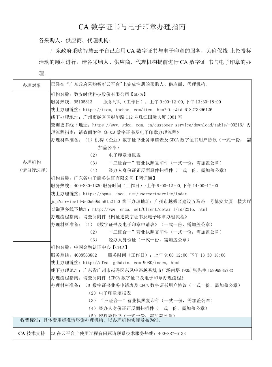 CA数字证书与电子印章办理指南