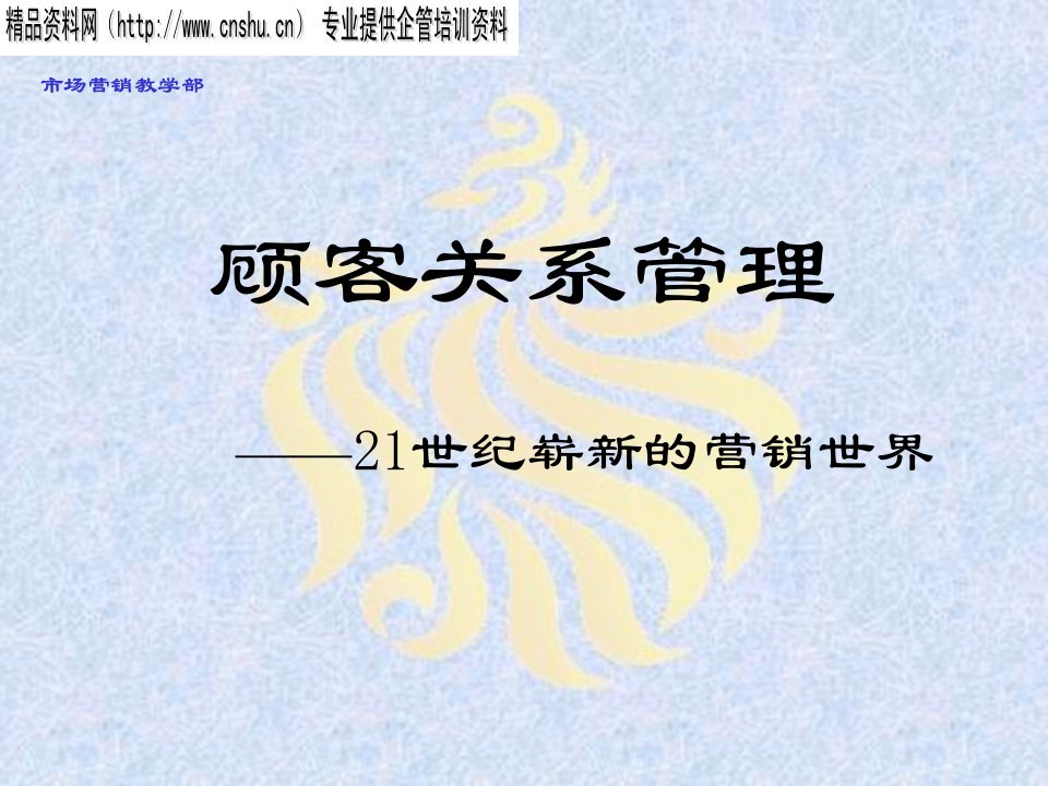 顾客关系管理--21世纪崭新的营销世界（PPT91页）