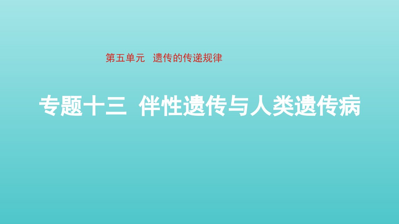 通用版2022届高考生物一轮复习专题十三伴性遗传与人类遗传参件