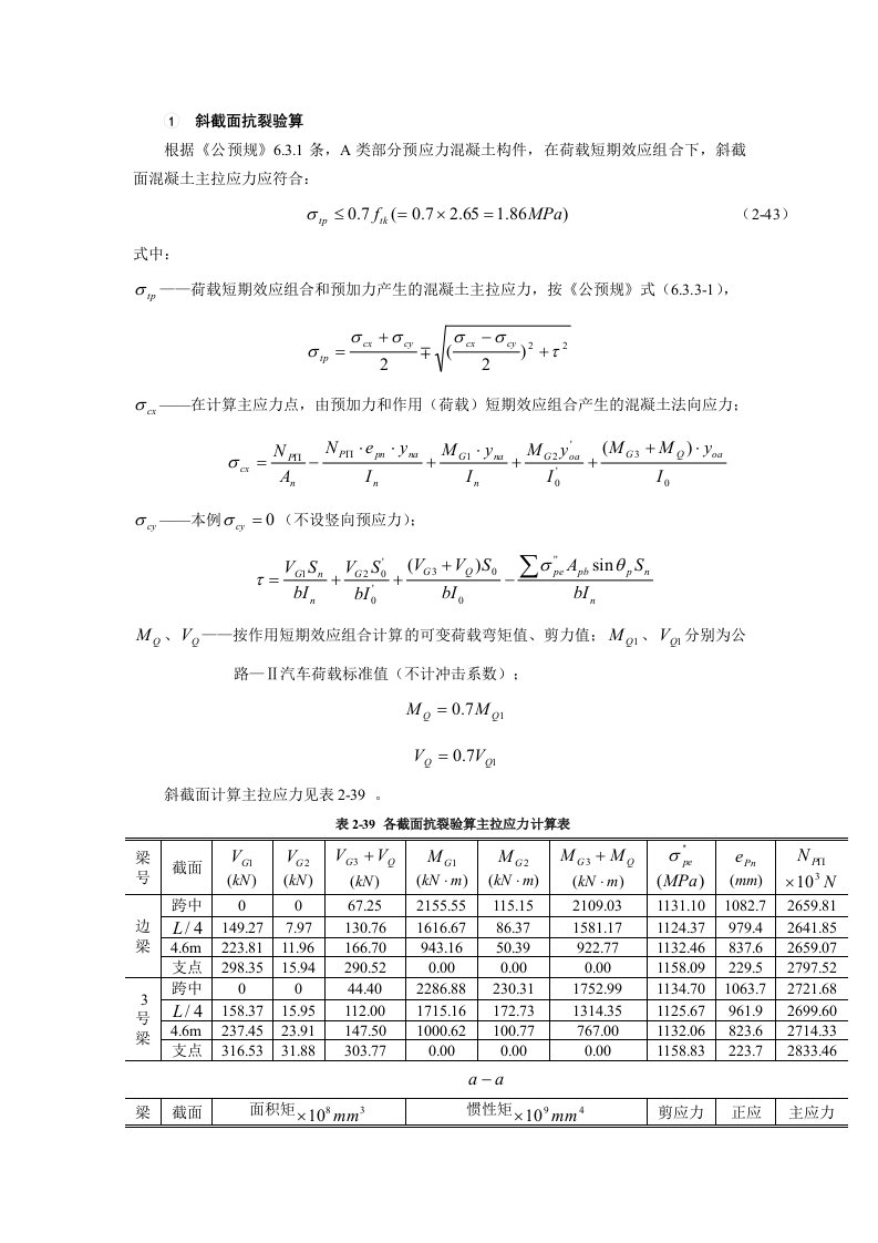 斜截面抗裂验算