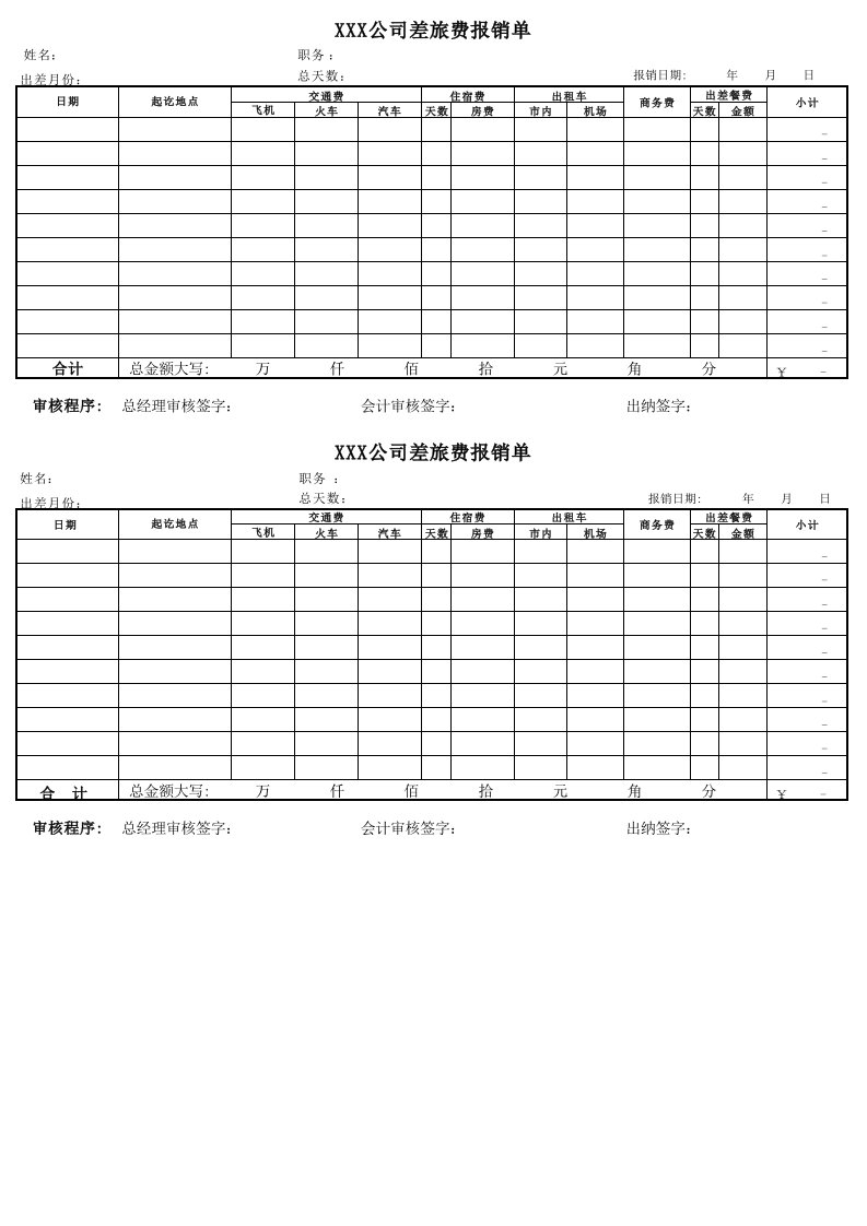 报销面单