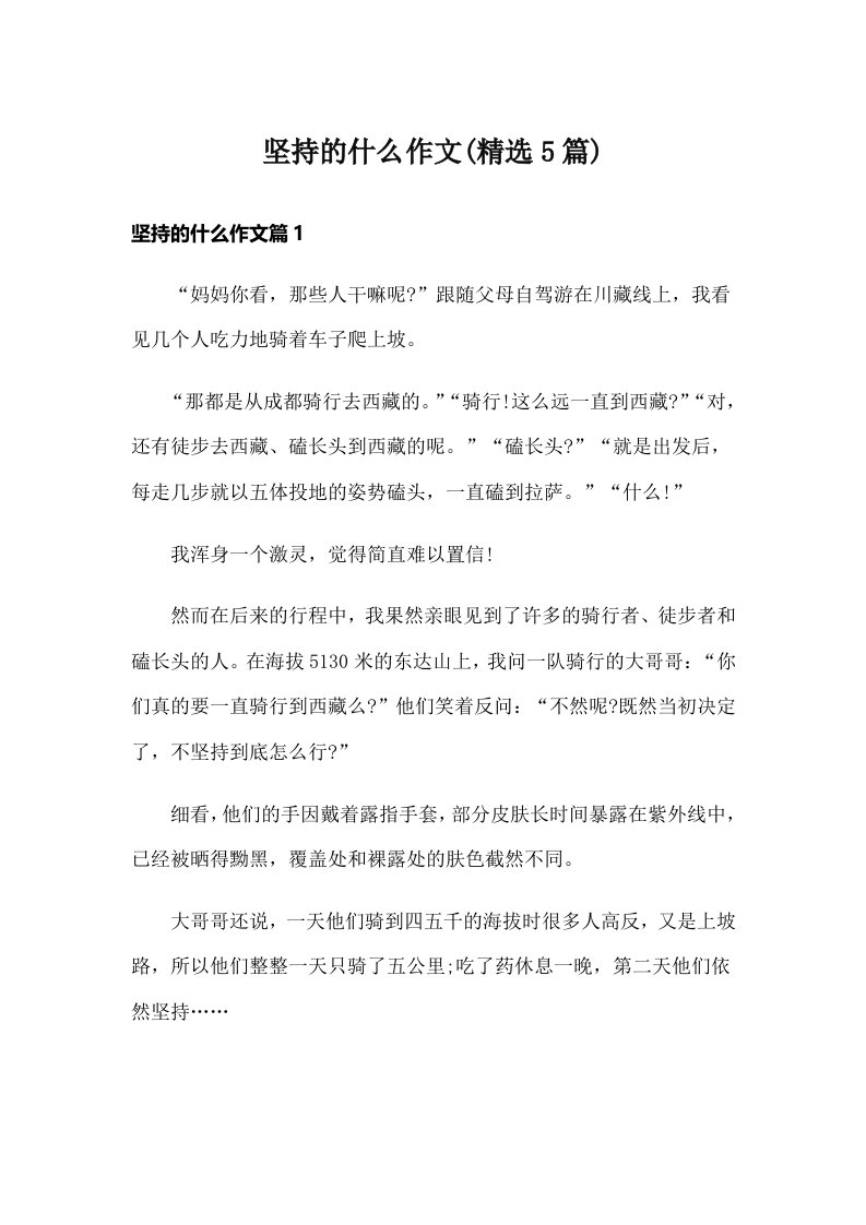 坚持的什么作文(精选5篇)