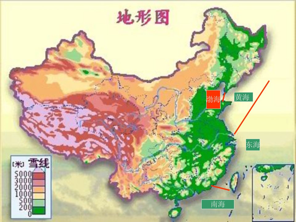 中国彩色山脉河流地形图(1)