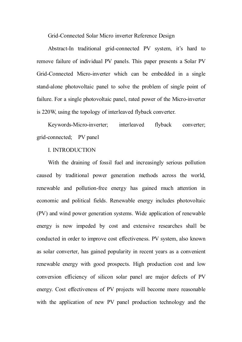 太阳能光伏并网逆变器设计原文及翻译