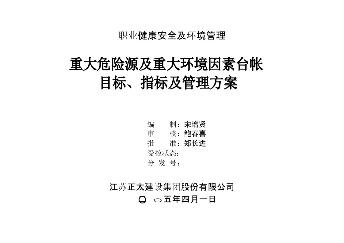 环境目标、指标及管理方案