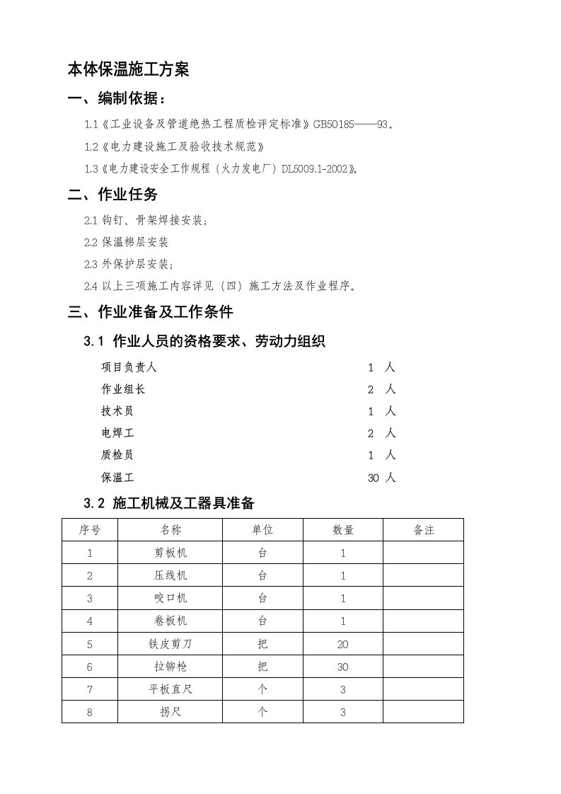 电厂锅炉本体保温施工方案