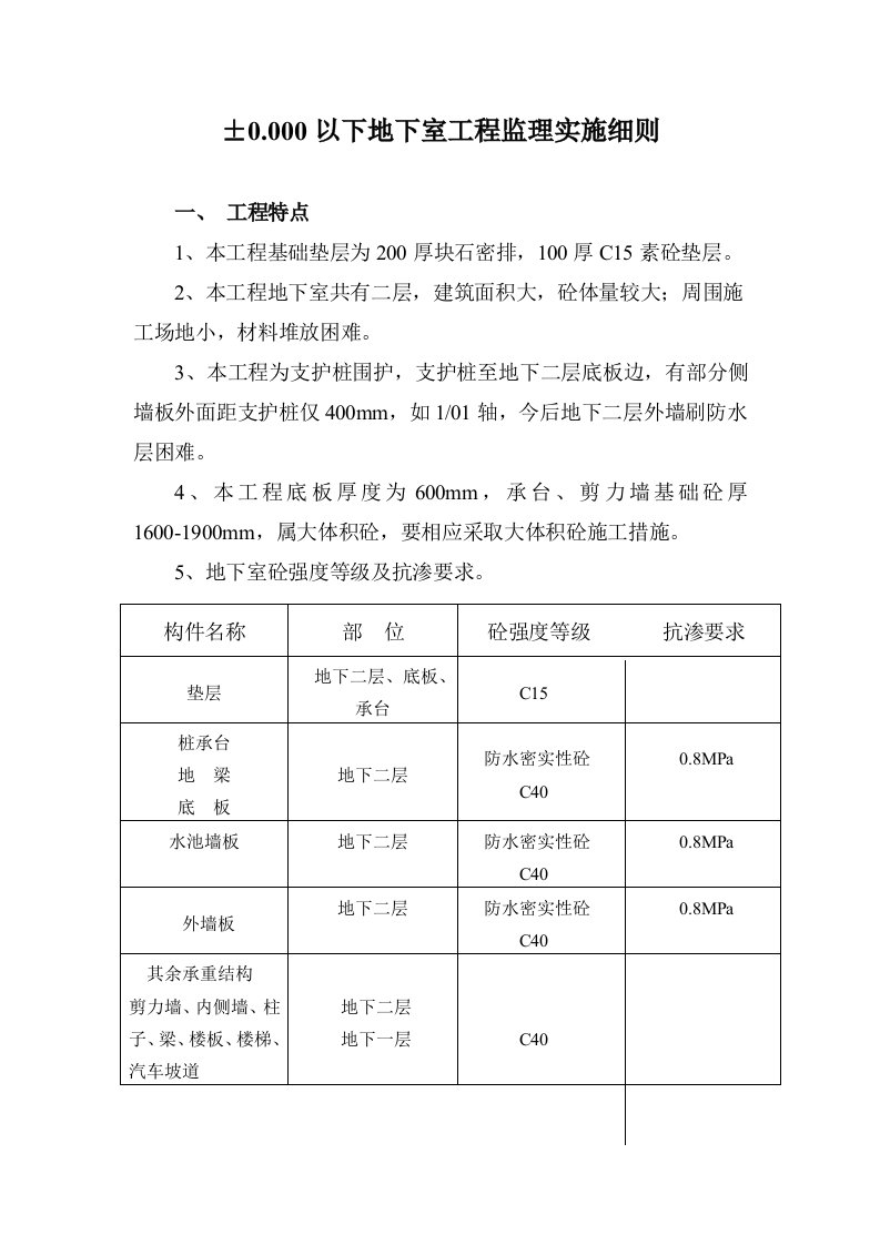 地下室工程监理实施细则(I)