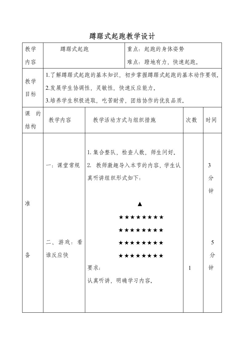 蹲踞式起跑教学设计正式