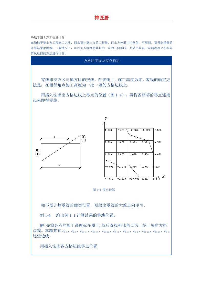 场地平整土方工程量计算