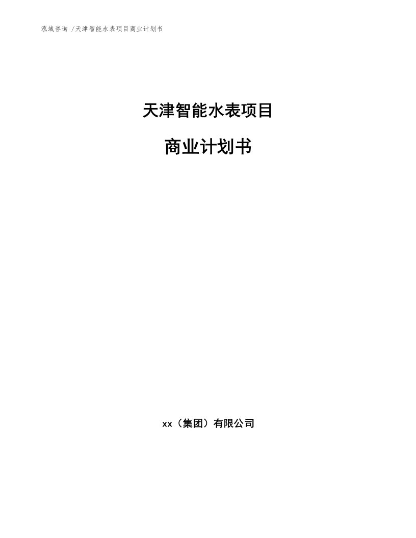 天津智能水表项目商业计划书参考范文