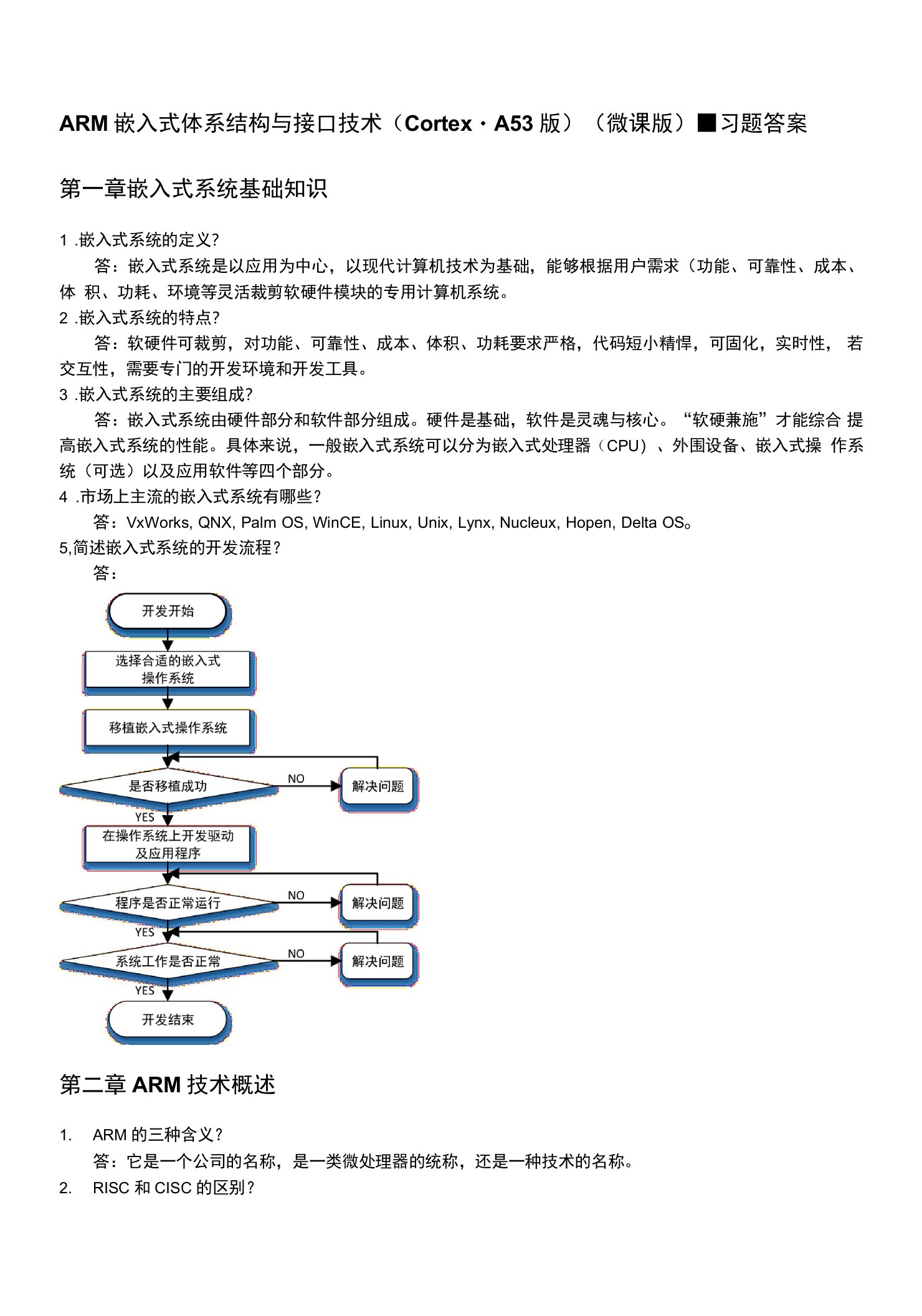 ARM体系结构及接口技术(Cortex-A53)课后答案