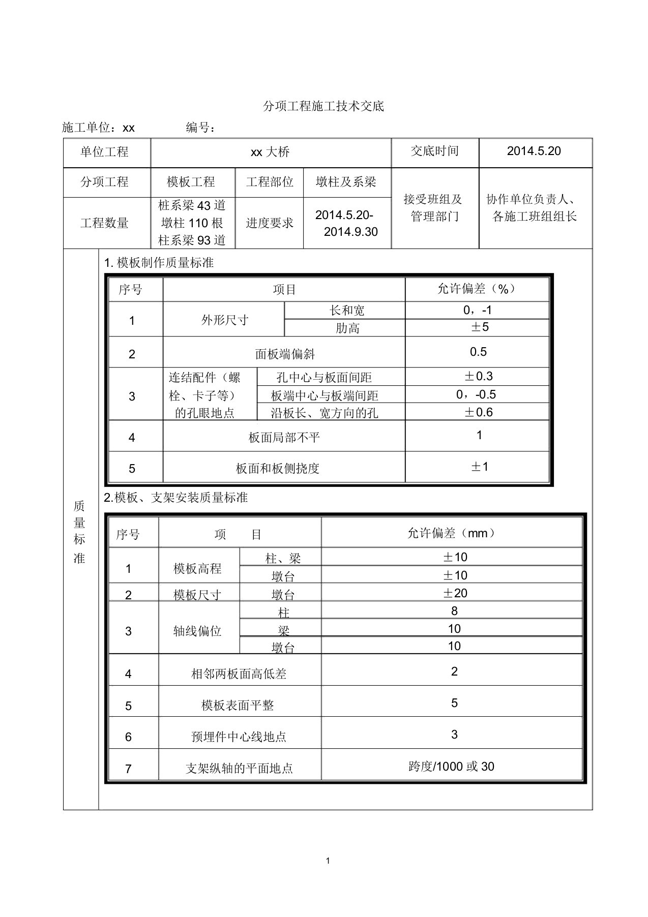 桥梁墩柱模板施工技术交底