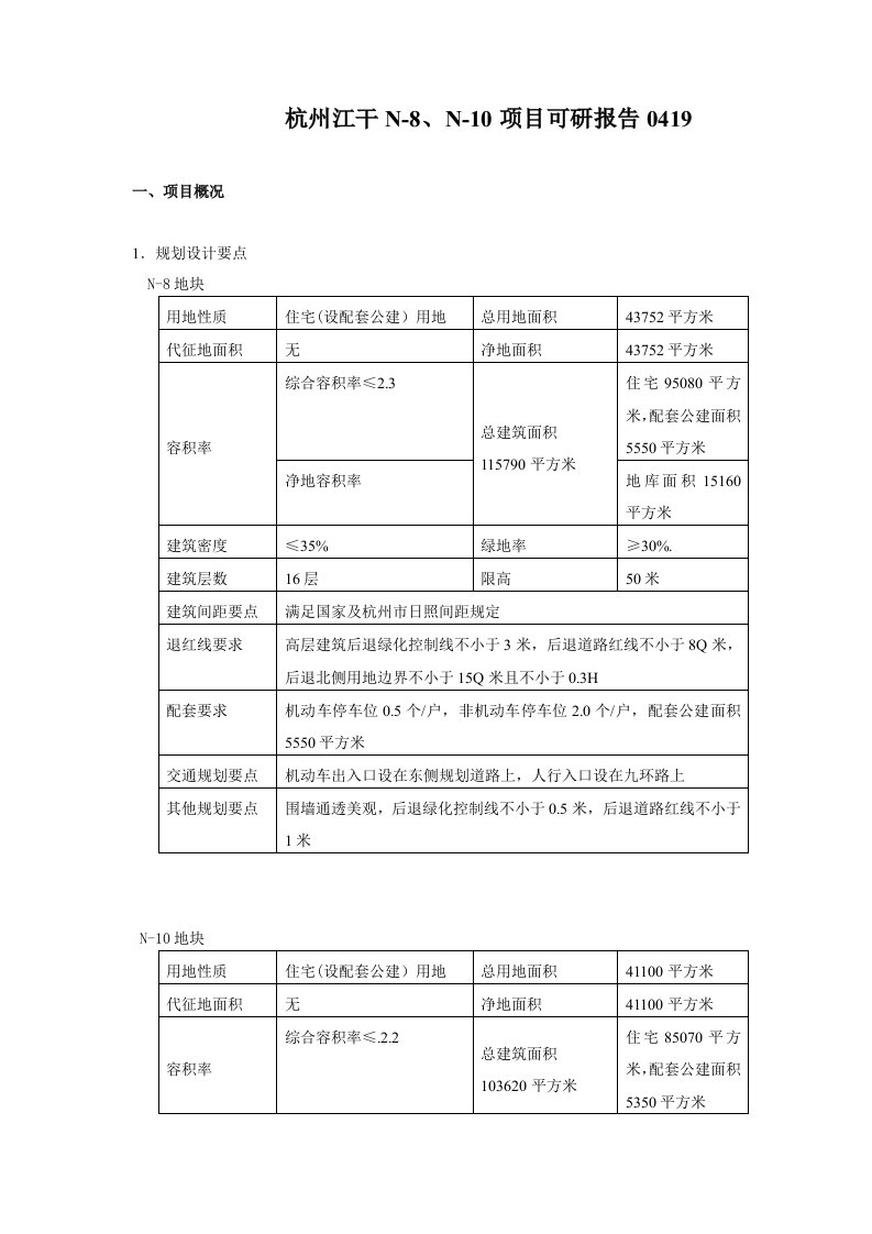 《万科杭州九堡项目可研报告》最后稿