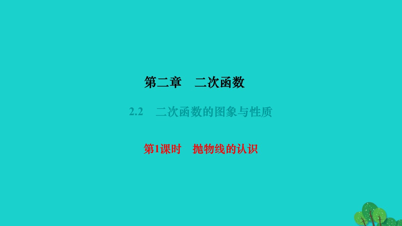 2022九年级数学下册第二章二次函数2.2二次函数的图象与性质第1课时抛物线的认识作业课件新版北师大版