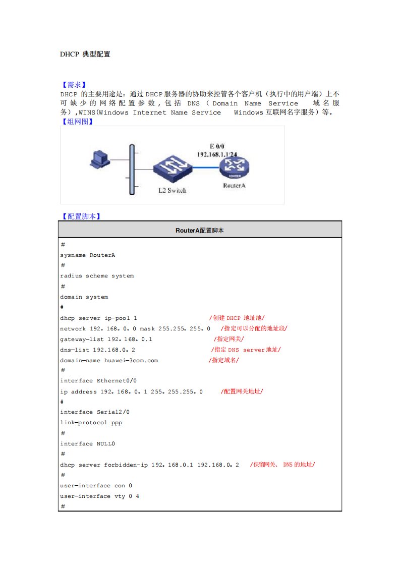 H3C三层交换机DHCP配置实例(H3C网络设备)