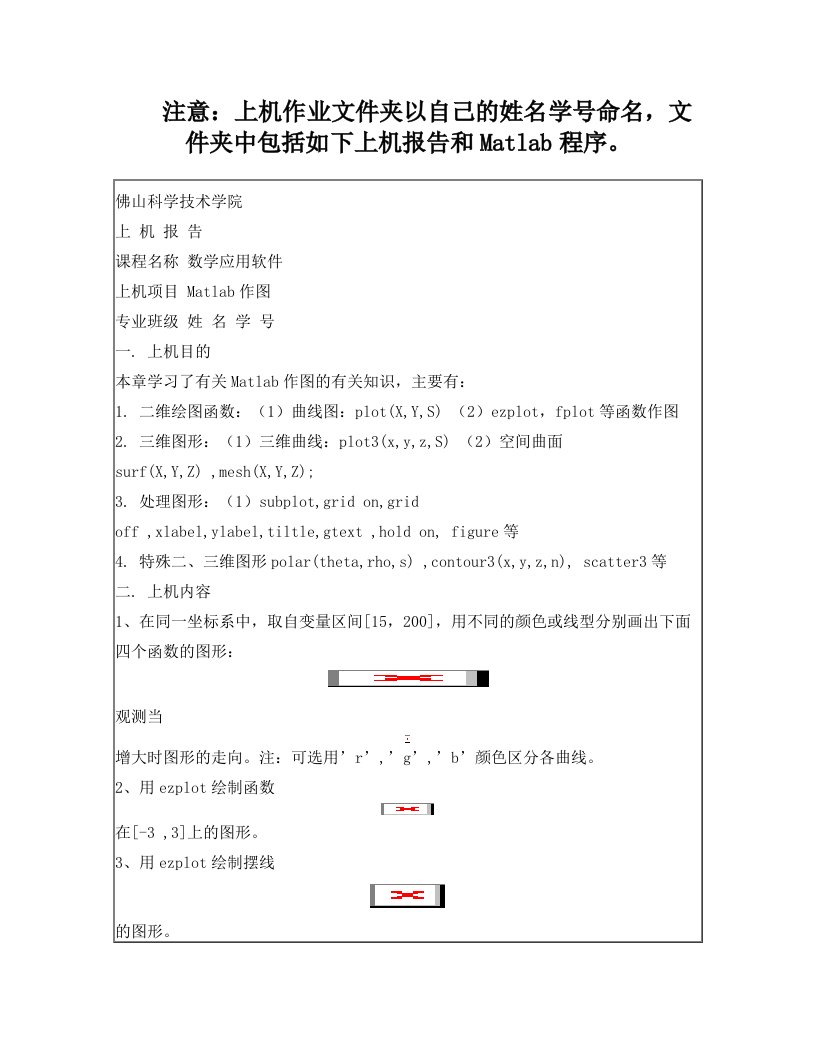 数学应用软件作业2+Matlab作图