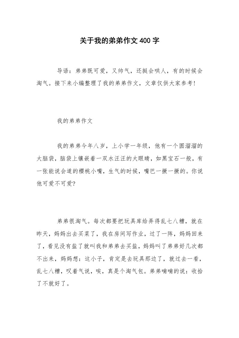 关于我的弟弟作文400字_1