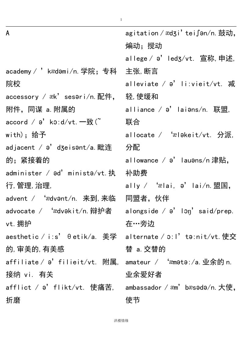 英语六级词汇表++++音标