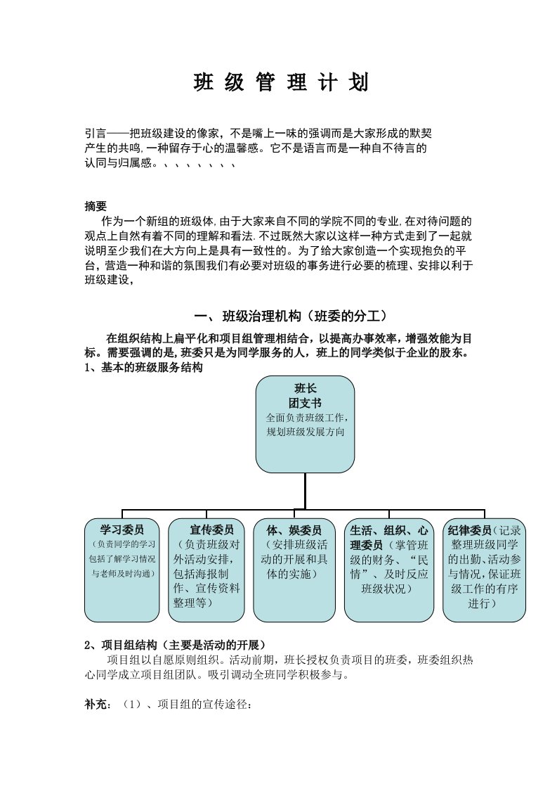 专题8班级管理规划