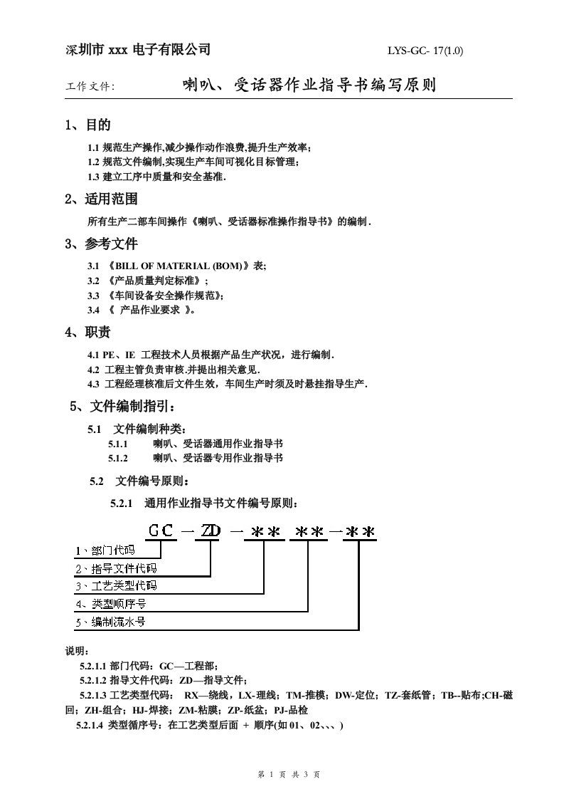 《某电子公司喇叭、受话器作业指导书编写原则》(doc)-作业指导