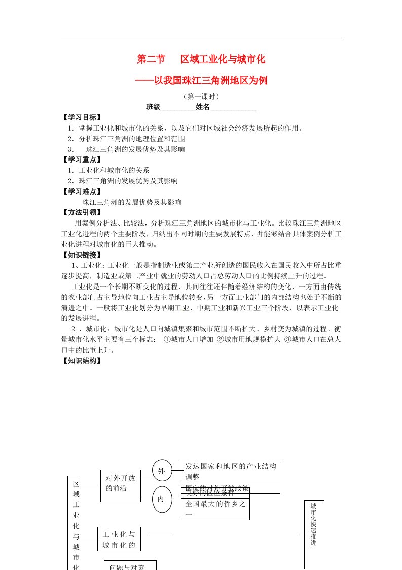 人教版高中地理必修三4.2.1《区域工业化与城市化》