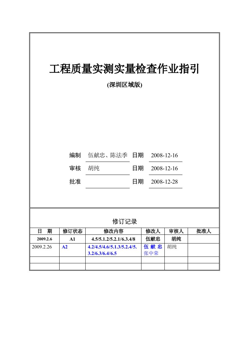 工程质量实测实量检查作业指引