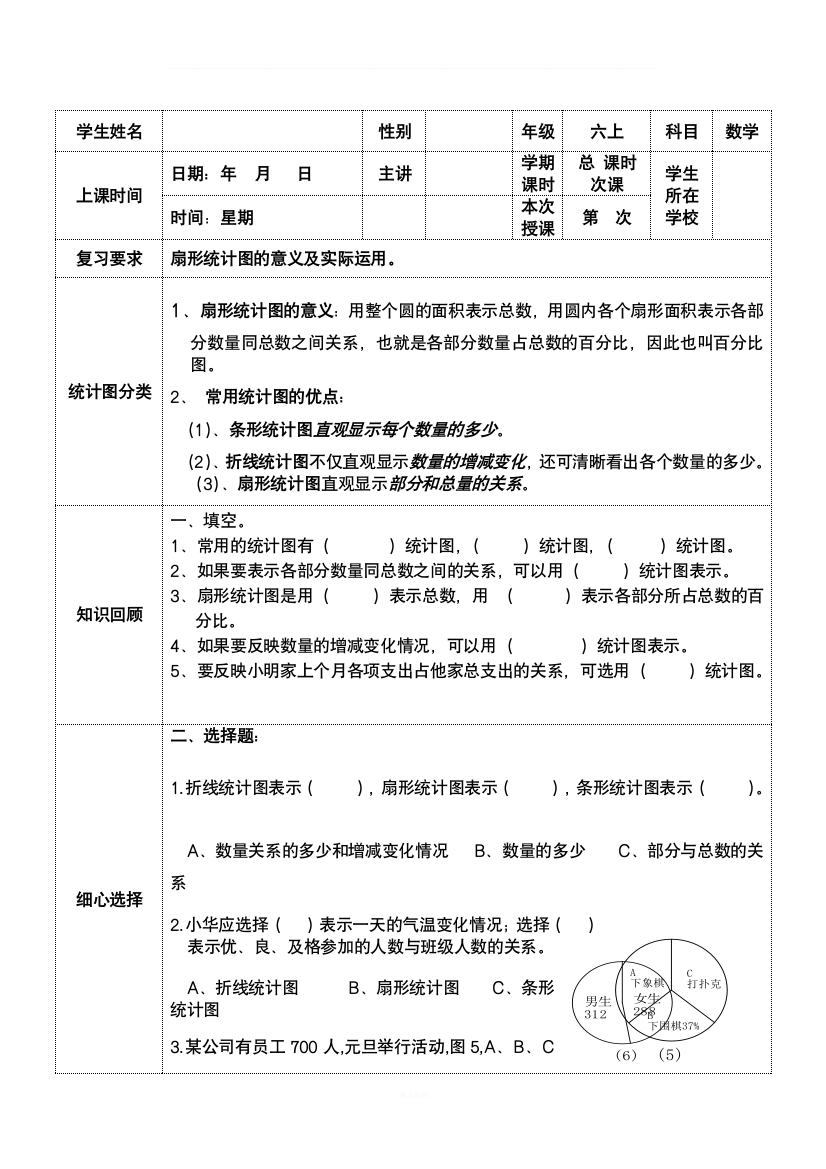 六年级数学扇形统计图知识总结