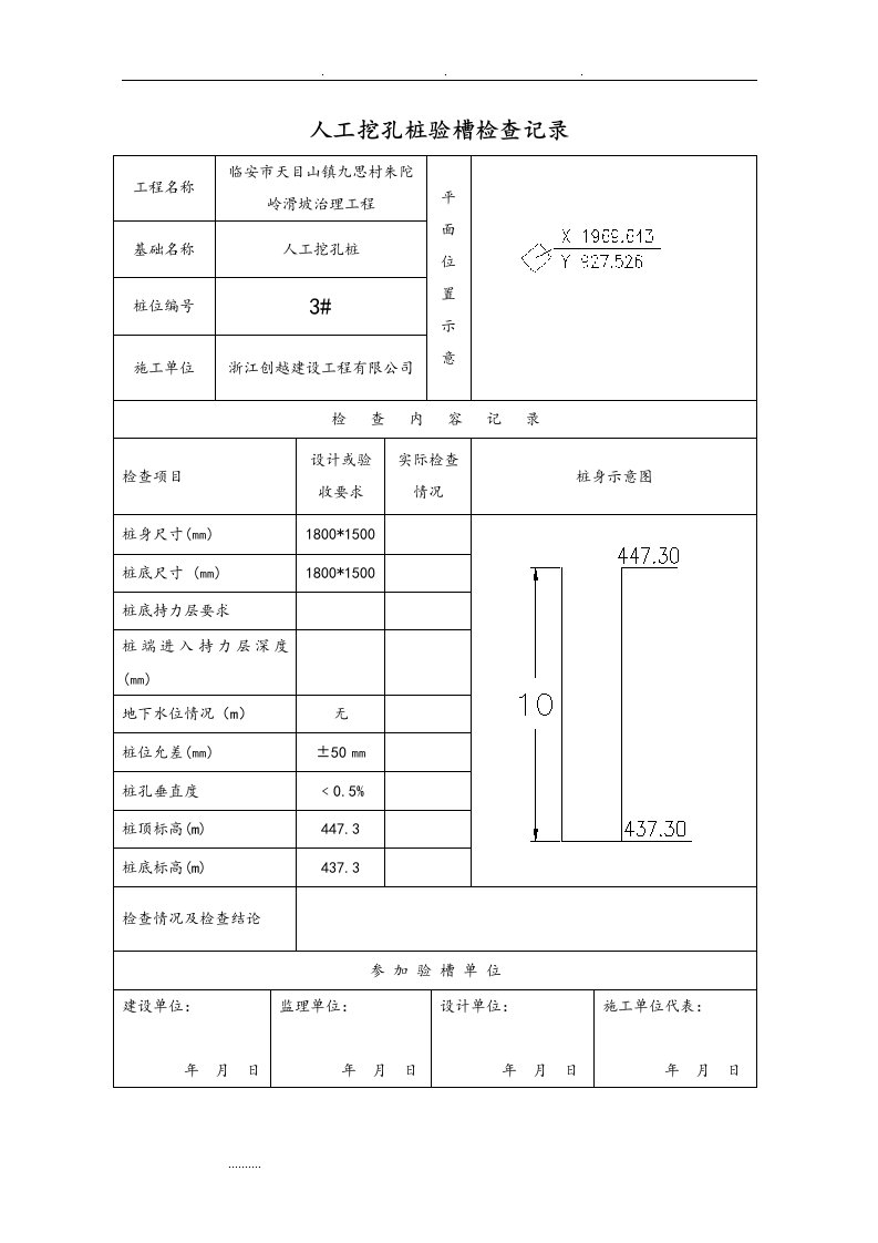 人工挖孔桩记录表格（全套)