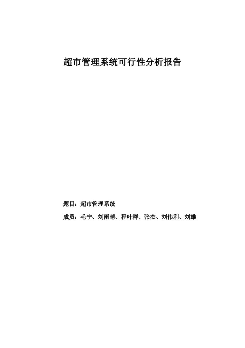 超市管理系统可行性分析报告