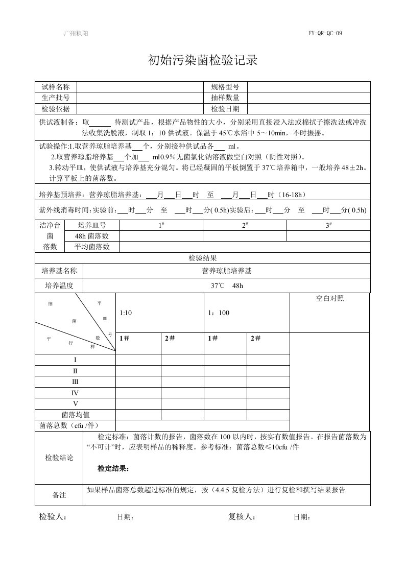 初始污染菌检测报告