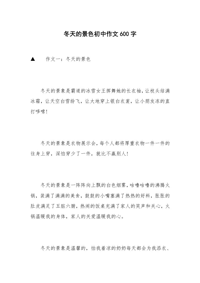 冬天的景色初中作文600字