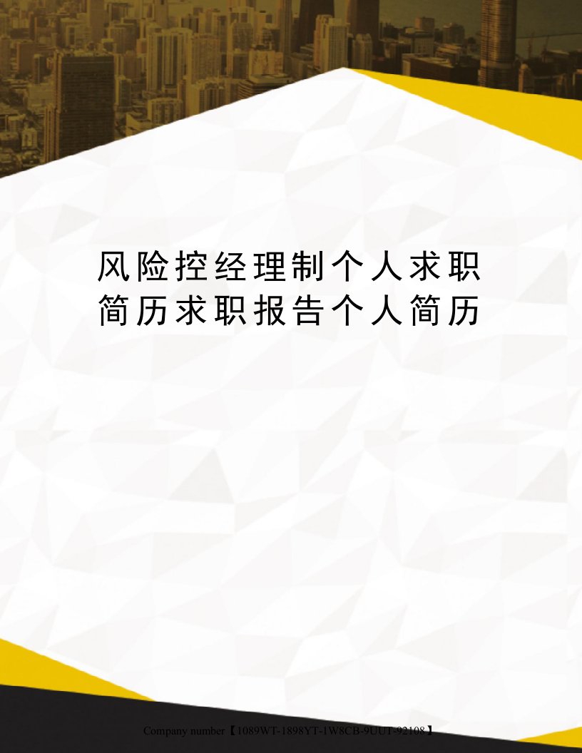 风险控经理制个人求职简历求职报告个人简历