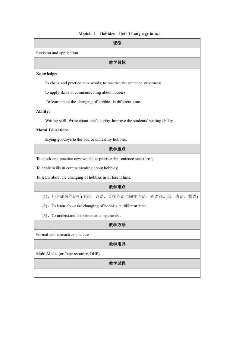 外研社初二下Module1Unit