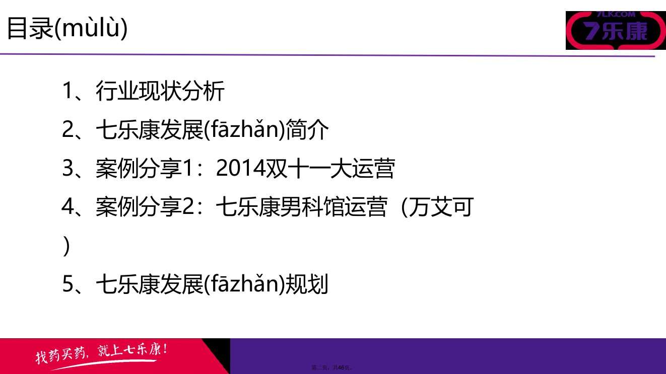 七乐康谈医药电商的运营电子教案