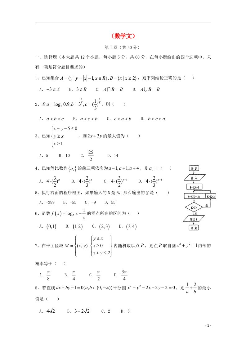 山东省淄博市六中高二数学上学期学分认定模块考试试题